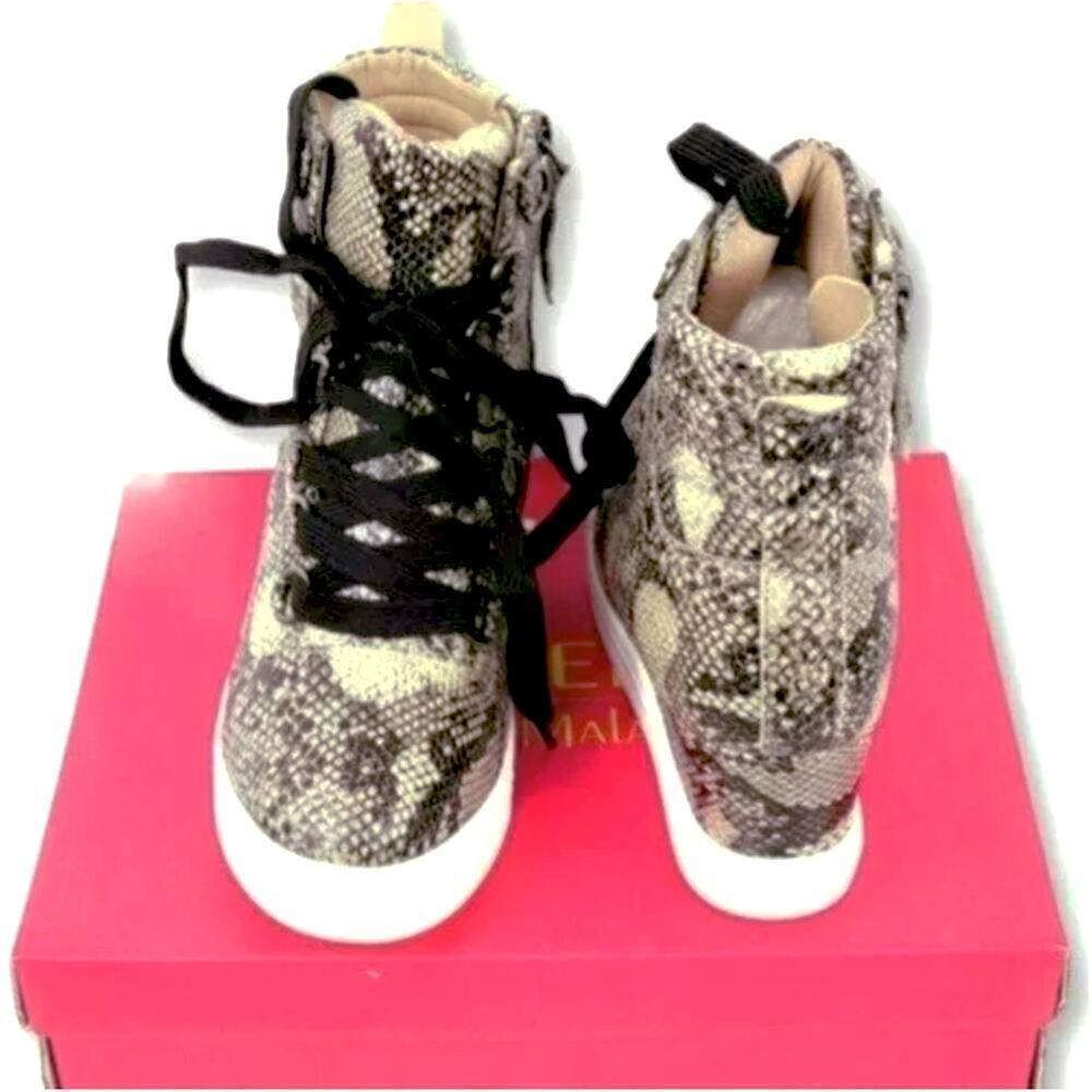 New Catherine Malandrino Snakeskin Embossed Ankle Booties Wedge Fashion Sneakers - Picture 4 of 7